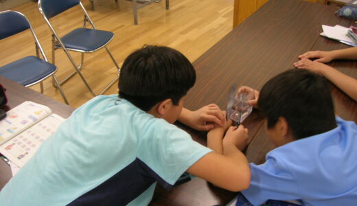 八名川小学校　ものを沈めたときの深さの変化